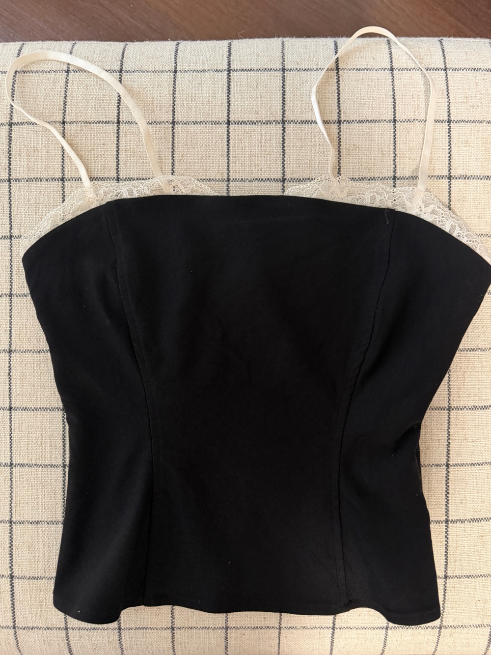 wild fable Black Slip Top with Cream Trim